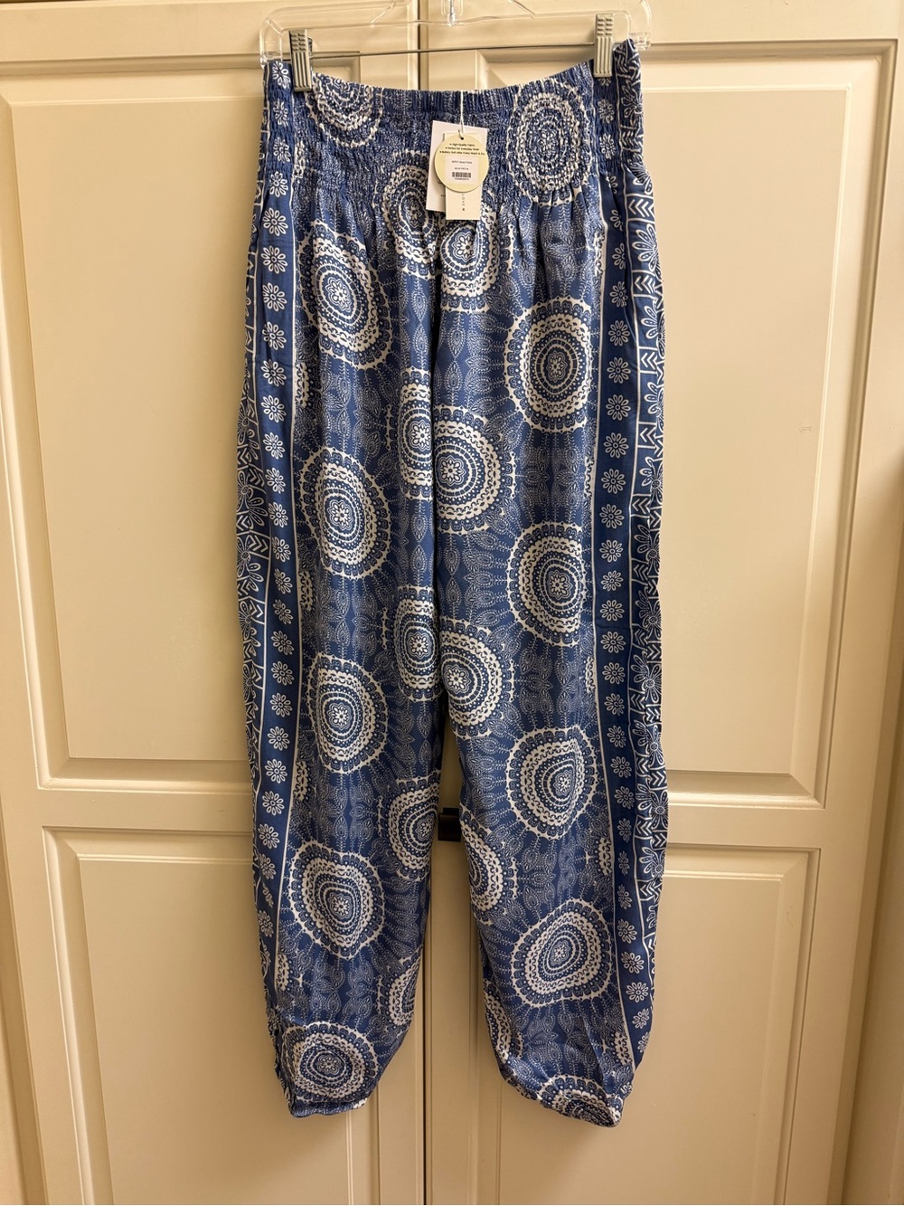 Lotus and Luna Retired Blue Printed Elastic Waistband Harem Pants